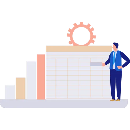 Man looking at excel sheet  Illustration