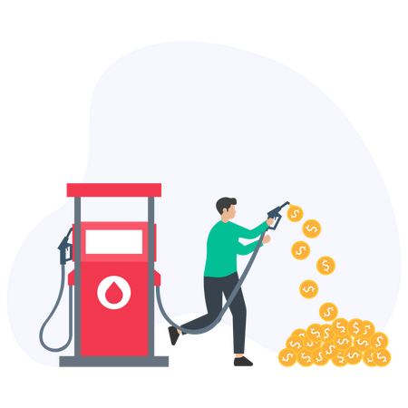 Man looking at expensive fuel  Illustration