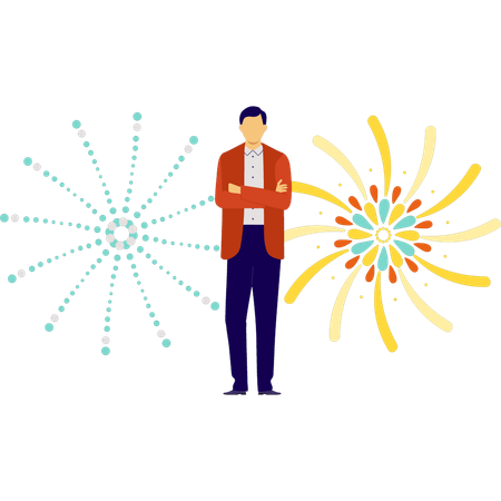 Man looking at firework  Illustration