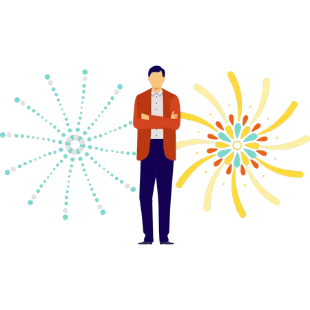 Man looking at firework  Illustration