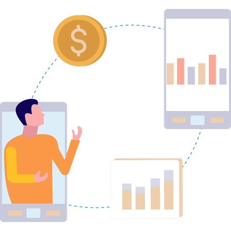 Man looking at graph  Illustration