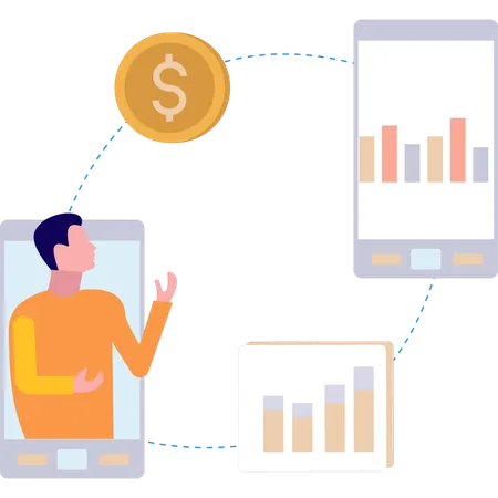 Man looking at graph  Illustration