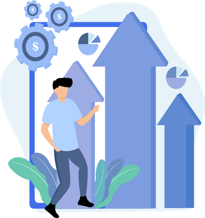 Man looking at growth chart  Illustration