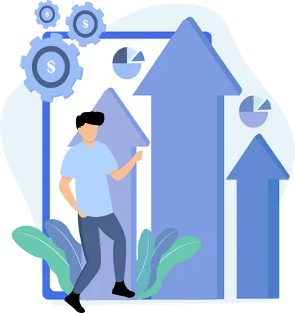 Man looking at growth chart  Illustration