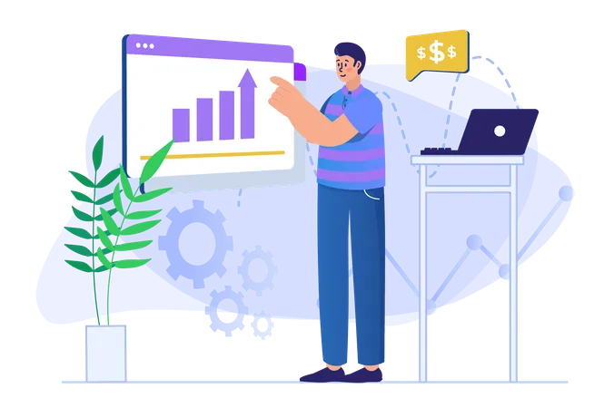 Man looking at growth chart  Illustration