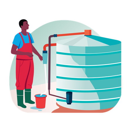 Man looking at Harvesting system  Illustration