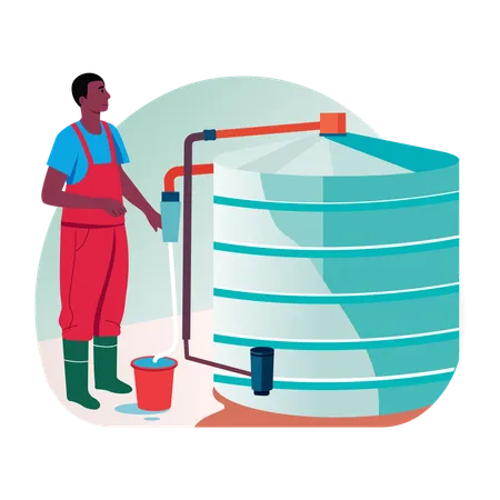 Man looking at Harvesting system  Illustration