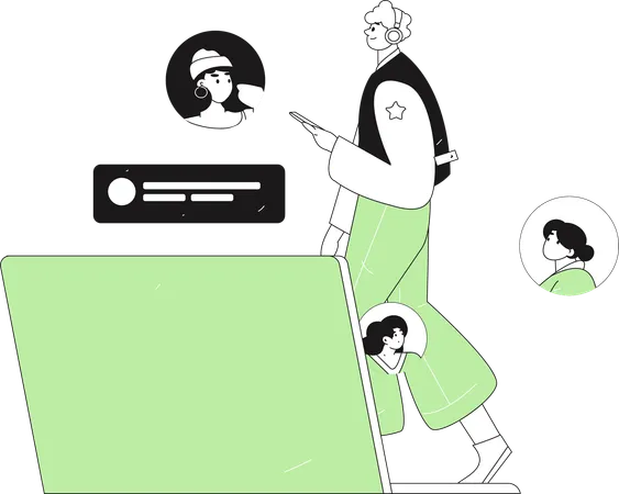 Man looking at Hiring Process  Illustration