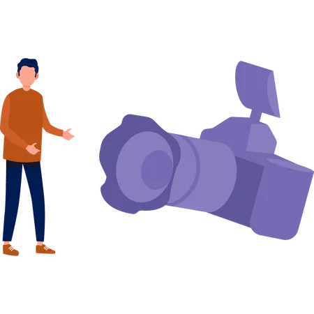 Man looking at his camera  Illustration