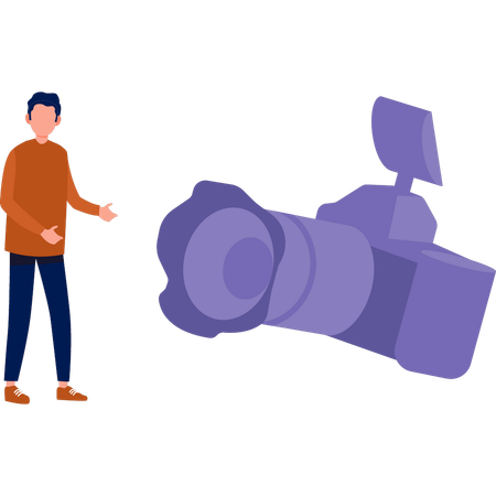 Man looking at his camera  Illustration