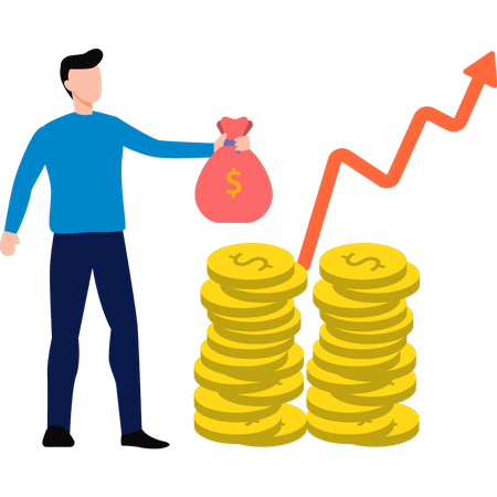 Man looking at increase in graph  Illustration