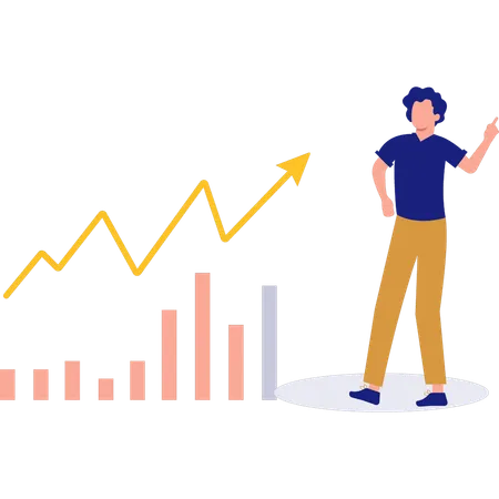 Man looking at increasing graph  Illustration