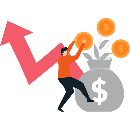 Man looking at investment graph  Illustration