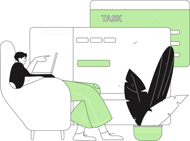 Man looking at laptop while making business task  Illustration