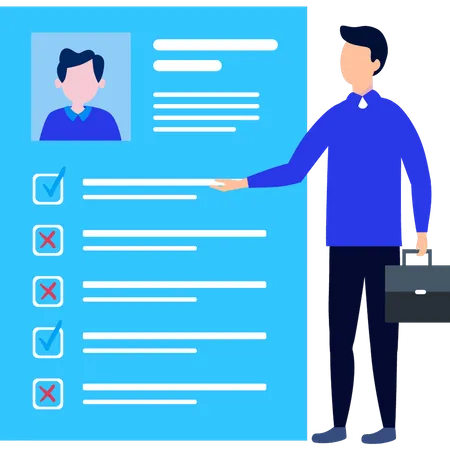 Man looking at list  Illustration