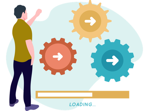 Man Looking at Loading Process  Illustration