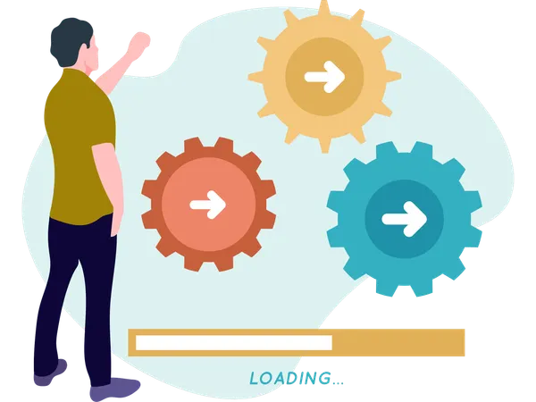 Man Looking at Loading Process  Illustration
