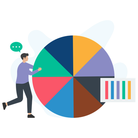 Man looking at market shares  Illustration