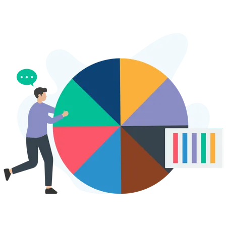 Man looking at market shares  Illustration