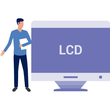 Man looking at monitor LCD  Illustration