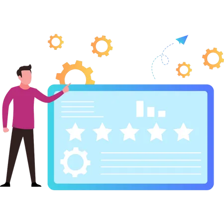 Man looking at rating graph  Illustration