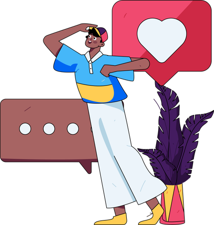 Man looking at review  Illustration