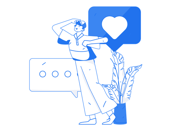 Man looking at review  Illustration