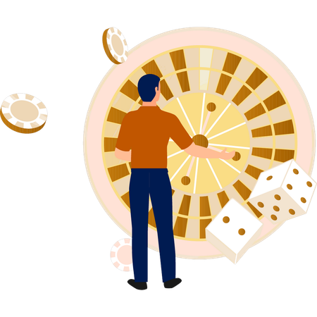 Man looking at roulette wheel  イラスト