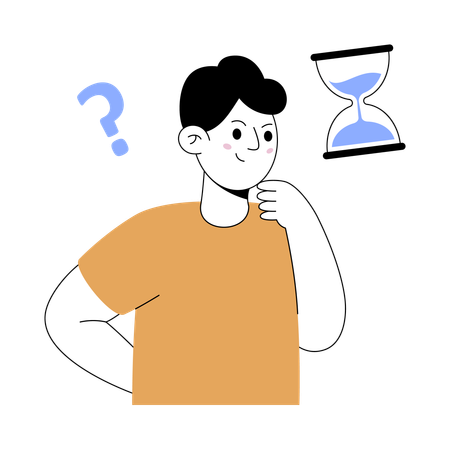 読み込みが遅いのを見つめる男性  イラスト