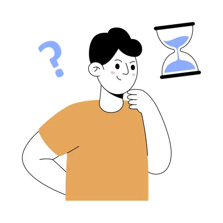 読み込みが遅いのを見つめる男性  イラスト