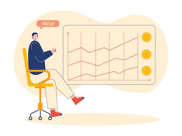 Man looking at stable coin growth  Illustration