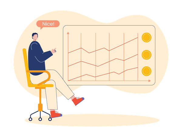 Man looking at stable coin growth  Illustration