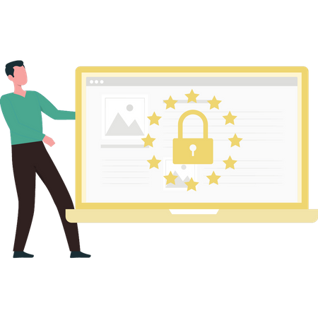 Man looking at star rating security  Illustration