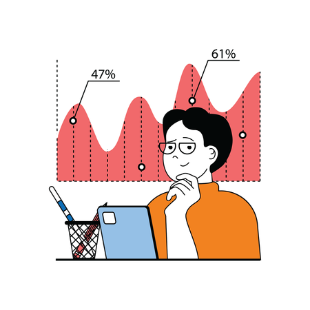 Man looking at stock market pattern  Illustration