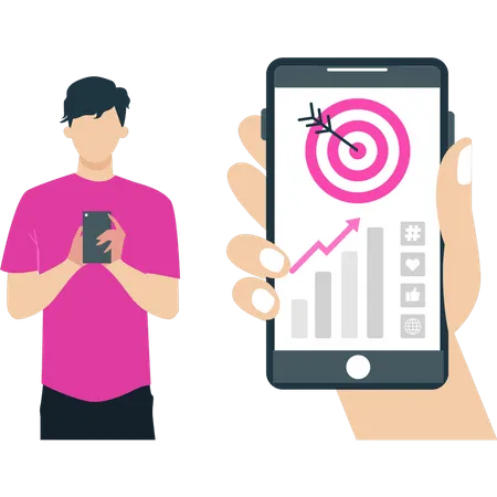 Man looking at target of graph  Illustration