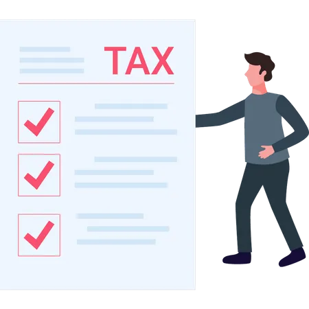 The Boy Is Looking At The Tax List Illustration