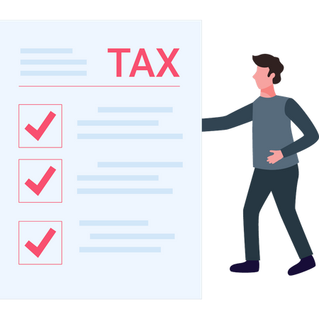 Man looking at tax list  Illustration