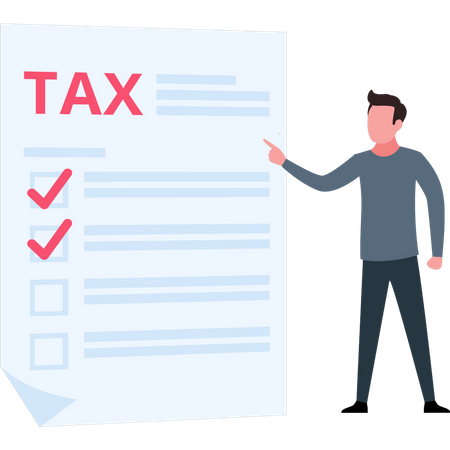 Man looking at tax list  Illustration