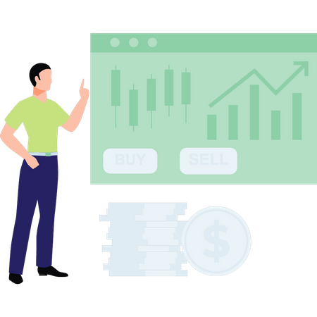 Man looking at trading graph  Illustration