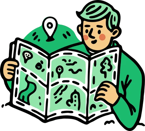 Man looking at travel map  Illustration