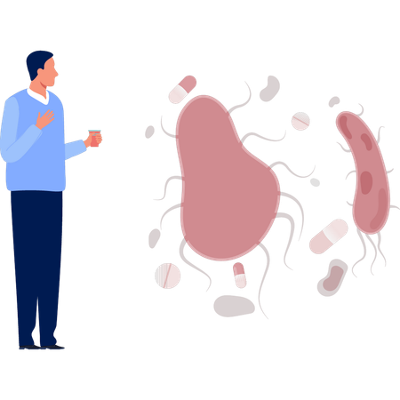 Man  looking at virus  Illustration