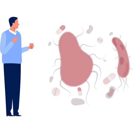 Man  looking at virus  Illustration