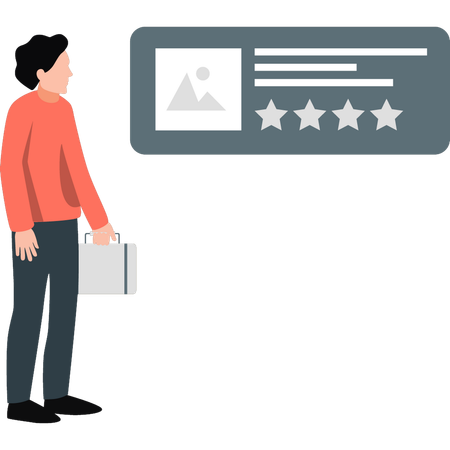 Man looking business trip rating  Illustration