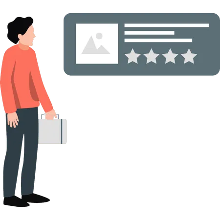 Man looking business trip rating  Illustration