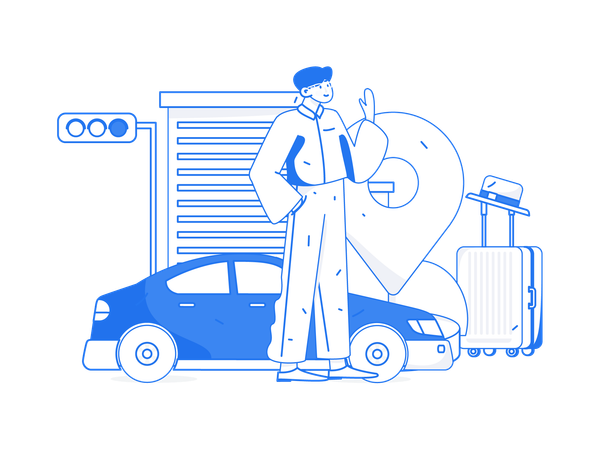 Man looking cab location  Illustration