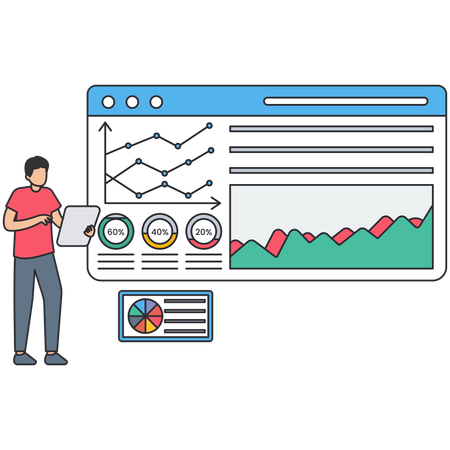Man looking Data Dashboard  Illustration