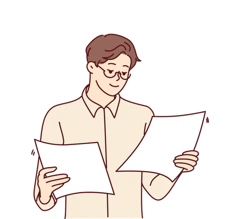 Man looking document  Illustration