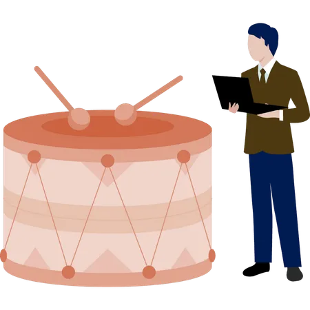 Man looking drum  Illustration