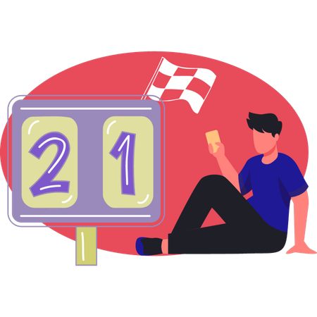 Man looking football scour board  Illustration