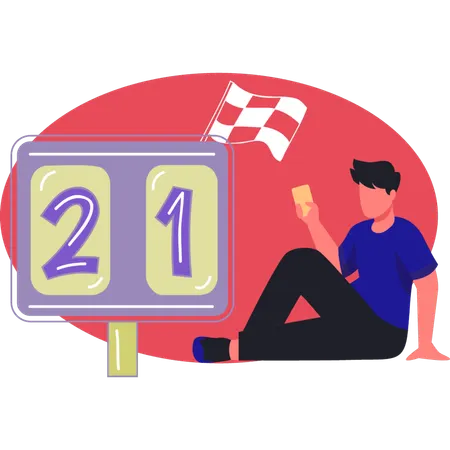 Man looking football scour board  Illustration